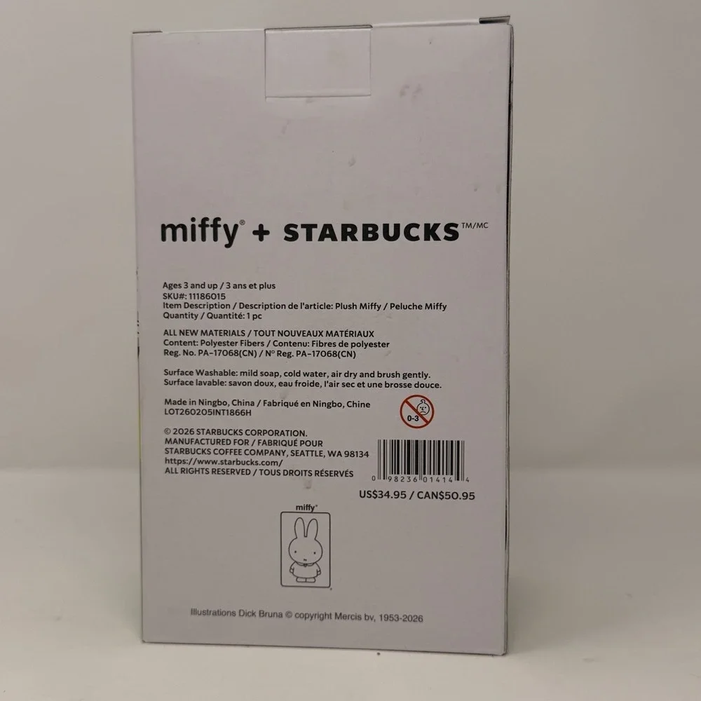 Starbucks Miffy Plush 2026 Limited Edition Green Apron NIB Rare Collab New